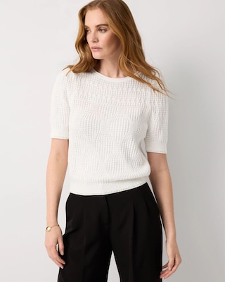 Novelty Stitch Puff Sleeve Pullover | White House Black Market